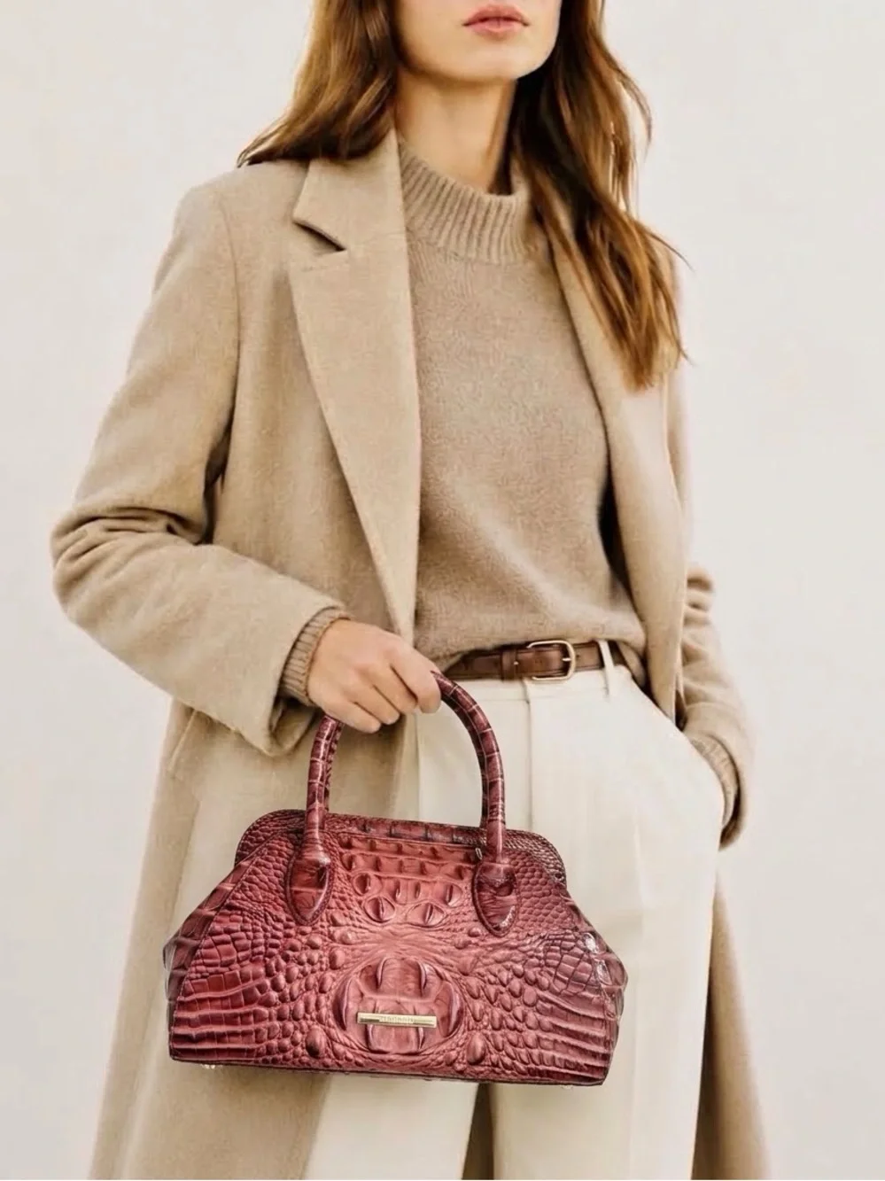 Brahmin Mika Satchel Coquette Vintage Rose Melbourne Leather